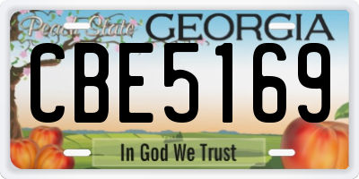 GA license plate CBE5169