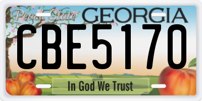 GA license plate CBE5170