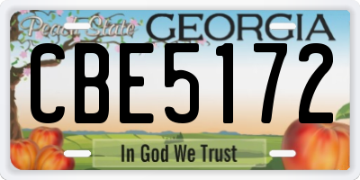 GA license plate CBE5172