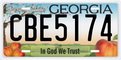 GA license plate CBE5174