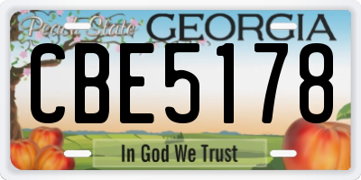 GA license plate CBE5178