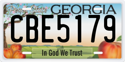 GA license plate CBE5179