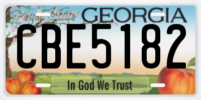 GA license plate CBE5182
