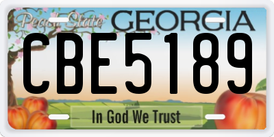 GA license plate CBE5189