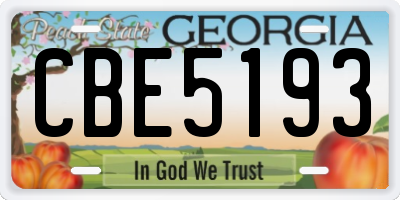 GA license plate CBE5193