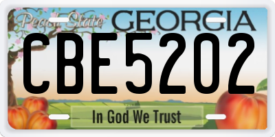 GA license plate CBE5202