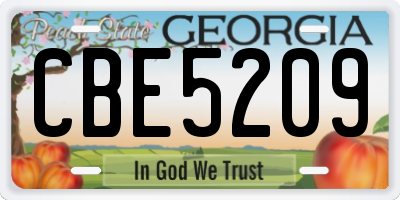 GA license plate CBE5209