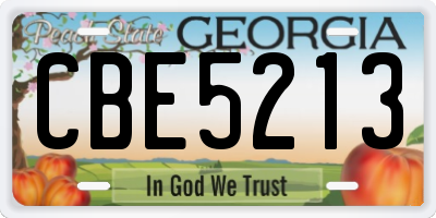 GA license plate CBE5213