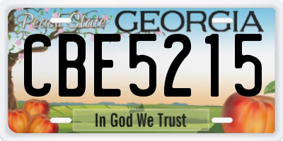 GA license plate CBE5215
