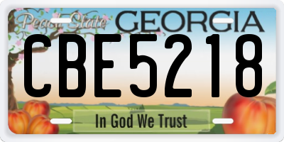 GA license plate CBE5218