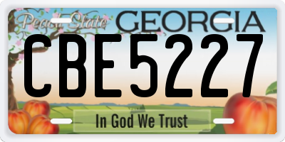 GA license plate CBE5227