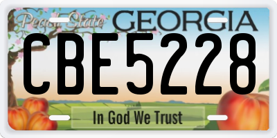 GA license plate CBE5228