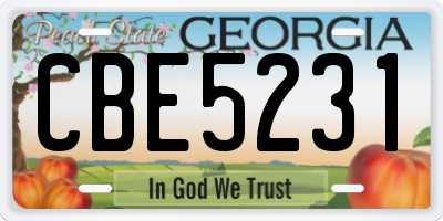 GA license plate CBE5231