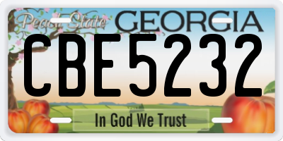 GA license plate CBE5232