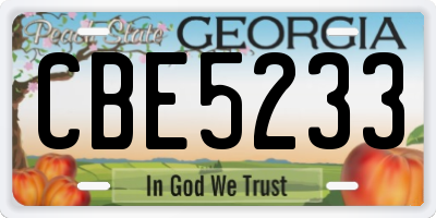 GA license plate CBE5233