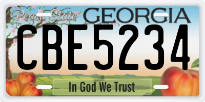 GA license plate CBE5234