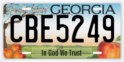 GA license plate CBE5249