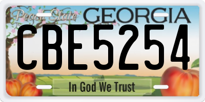 GA license plate CBE5254