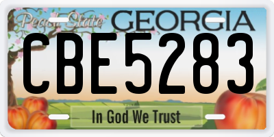 GA license plate CBE5283