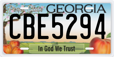 GA license plate CBE5294