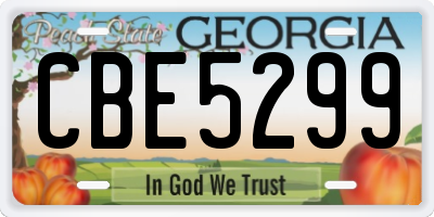 GA license plate CBE5299