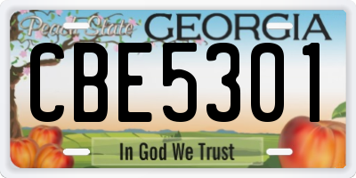 GA license plate CBE5301