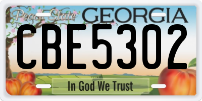 GA license plate CBE5302