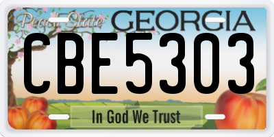 GA license plate CBE5303
