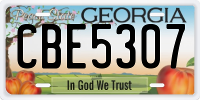 GA license plate CBE5307