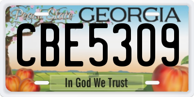 GA license plate CBE5309
