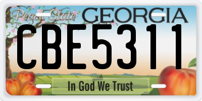 GA license plate CBE5311