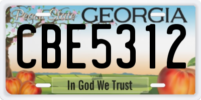 GA license plate CBE5312