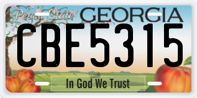 GA license plate CBE5315