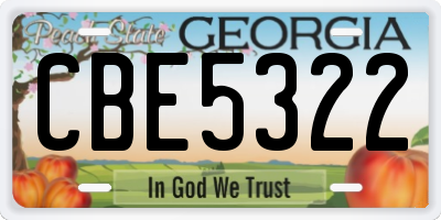 GA license plate CBE5322