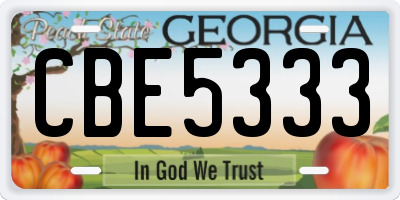GA license plate CBE5333