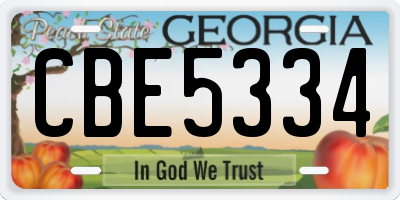 GA license plate CBE5334