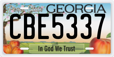 GA license plate CBE5337