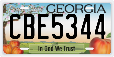 GA license plate CBE5344
