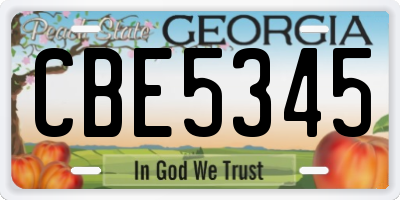 GA license plate CBE5345