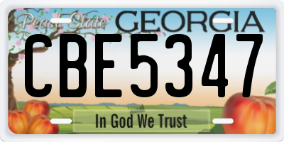 GA license plate CBE5347