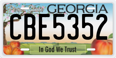 GA license plate CBE5352