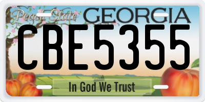 GA license plate CBE5355