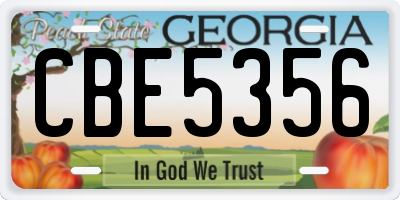 GA license plate CBE5356