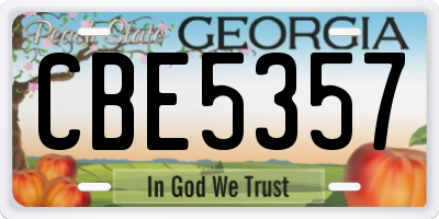 GA license plate CBE5357