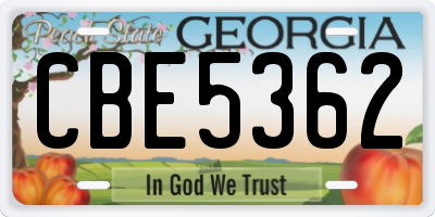 GA license plate CBE5362