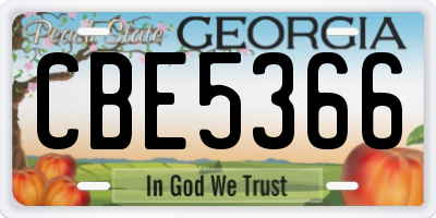 GA license plate CBE5366