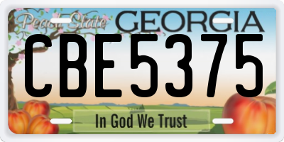 GA license plate CBE5375