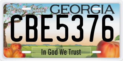GA license plate CBE5376