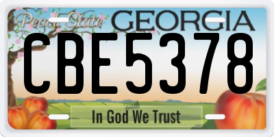 GA license plate CBE5378
