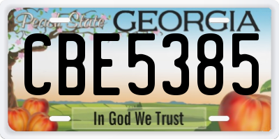 GA license plate CBE5385